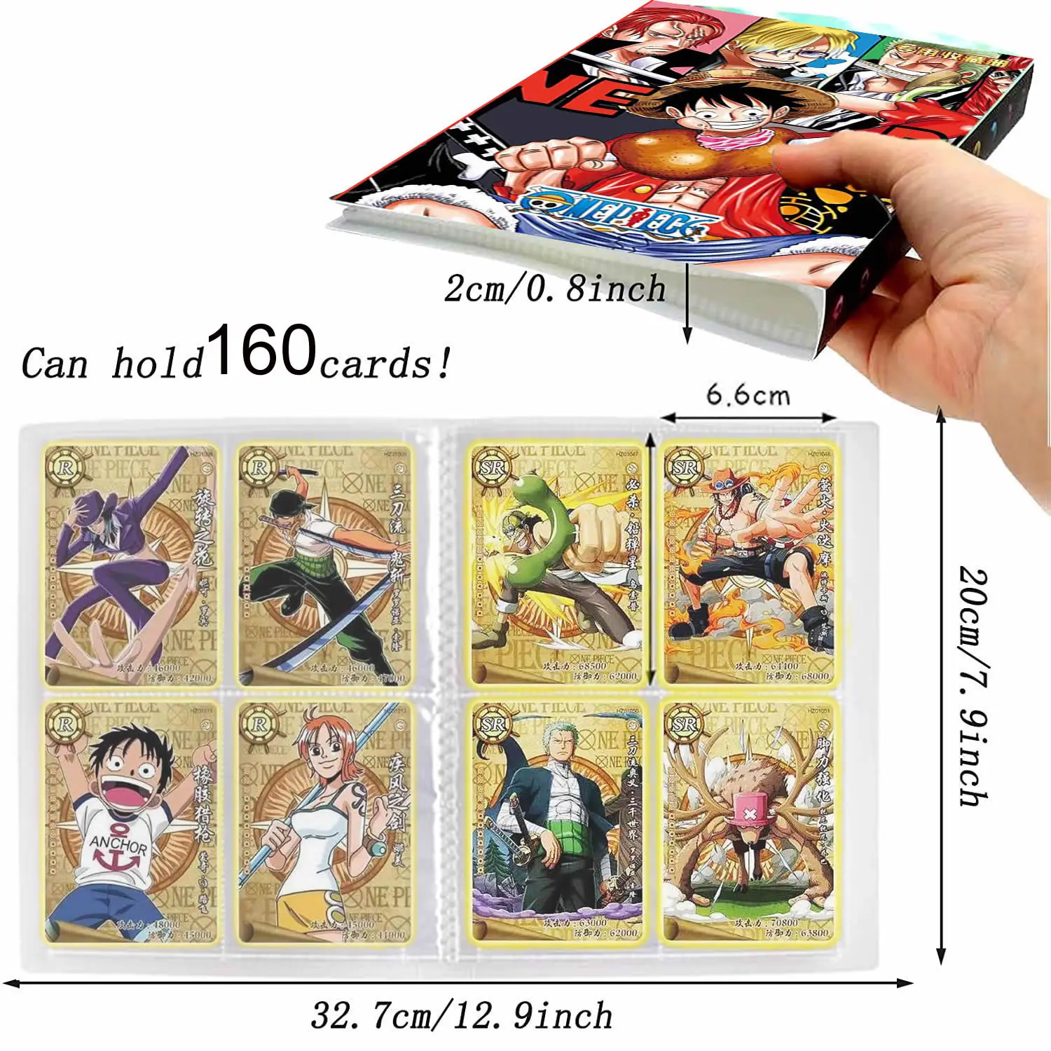 160pcs Anime One Piece Album Cards Holder Binder Cards Map Book Bandai Game Cartoon Collection Folder Kids Toy Gift