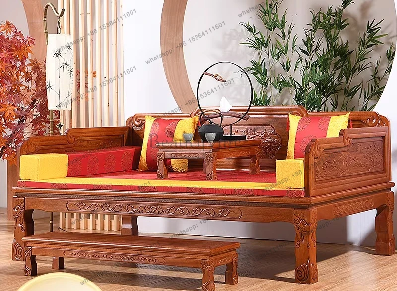 Arhat bed solid wood new Chinese elm three-piece set Arhat couch Indonesian rosewood