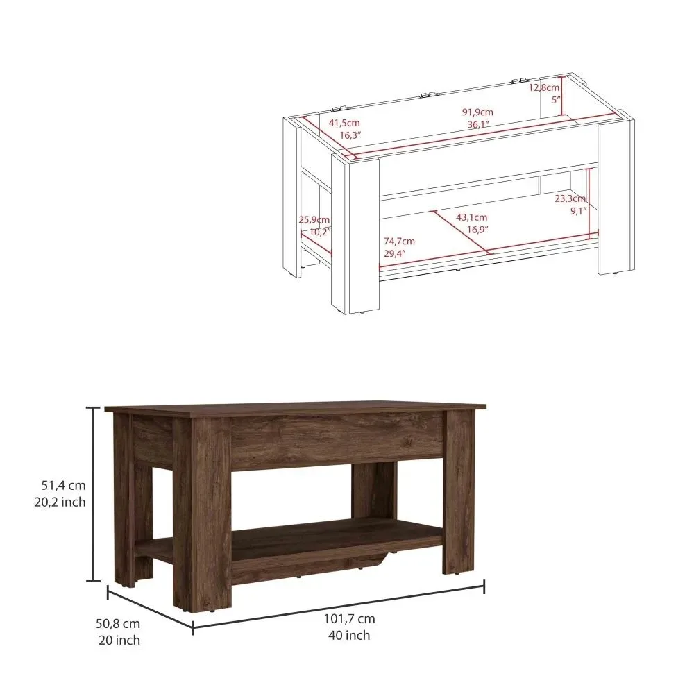 Mesa de almacenamiento, una estante de mesa extensible, cuatro patas, estante inferior - Mesas consola marrón oscuro