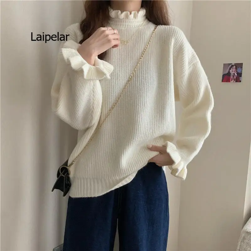 

Women Sweaters Long Sleeve O-neck Winter Warm All-match Outwear Pullovers Hot Sale Loose Elegant Ulzzang Ins Students Streetwear