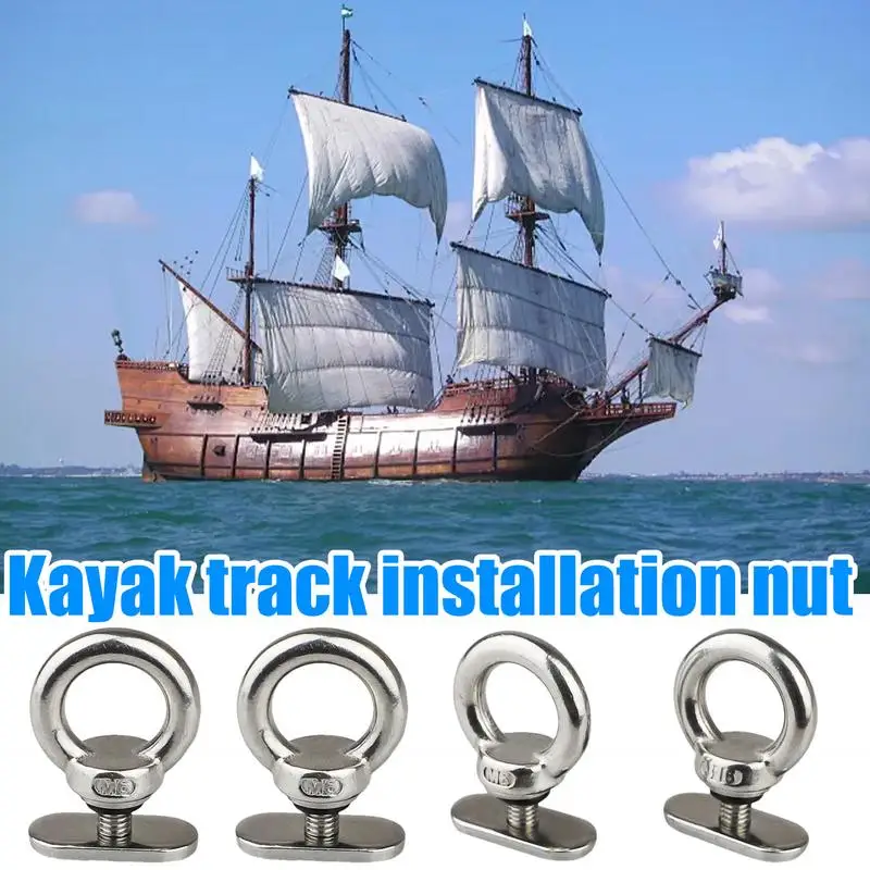 Kayak-Multifunctional Track Acessórios, aço inoxidável resistente, Tie Down Rail, Mount Ilhó, Precise Fácil Instalação, 4pcs