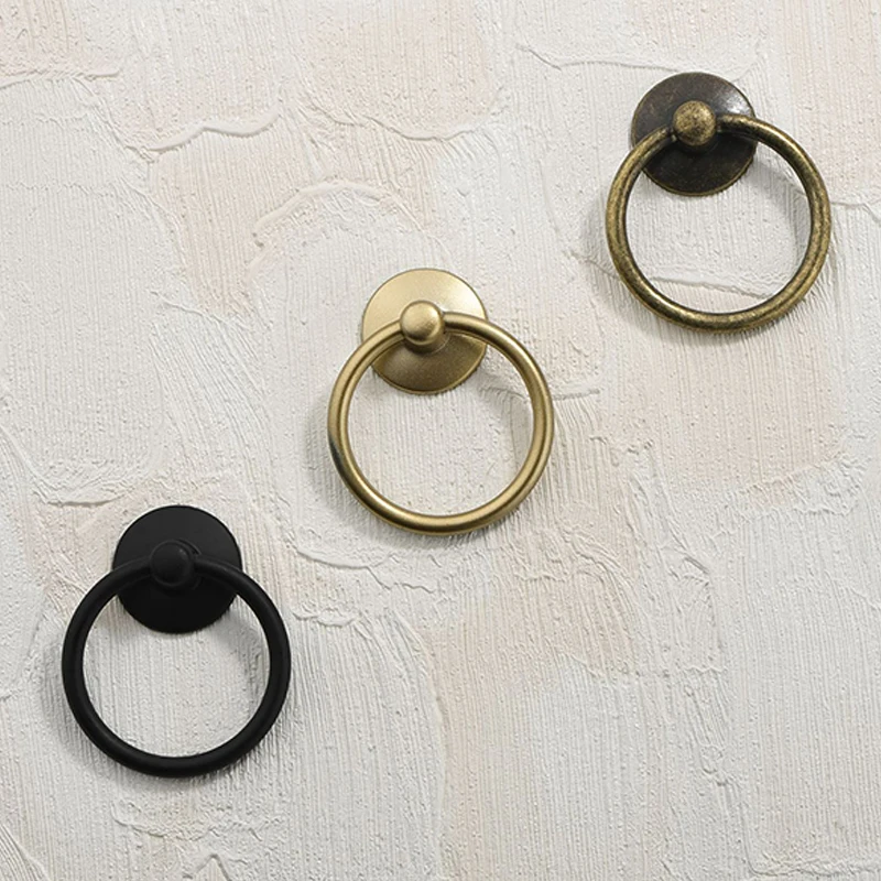 2Pc Vintage Round Ring Furniture Door Pull Handle Alloy Cabinet Dresser Drawer Knobs Handle Cupboard For Jewelry Box Door Ring