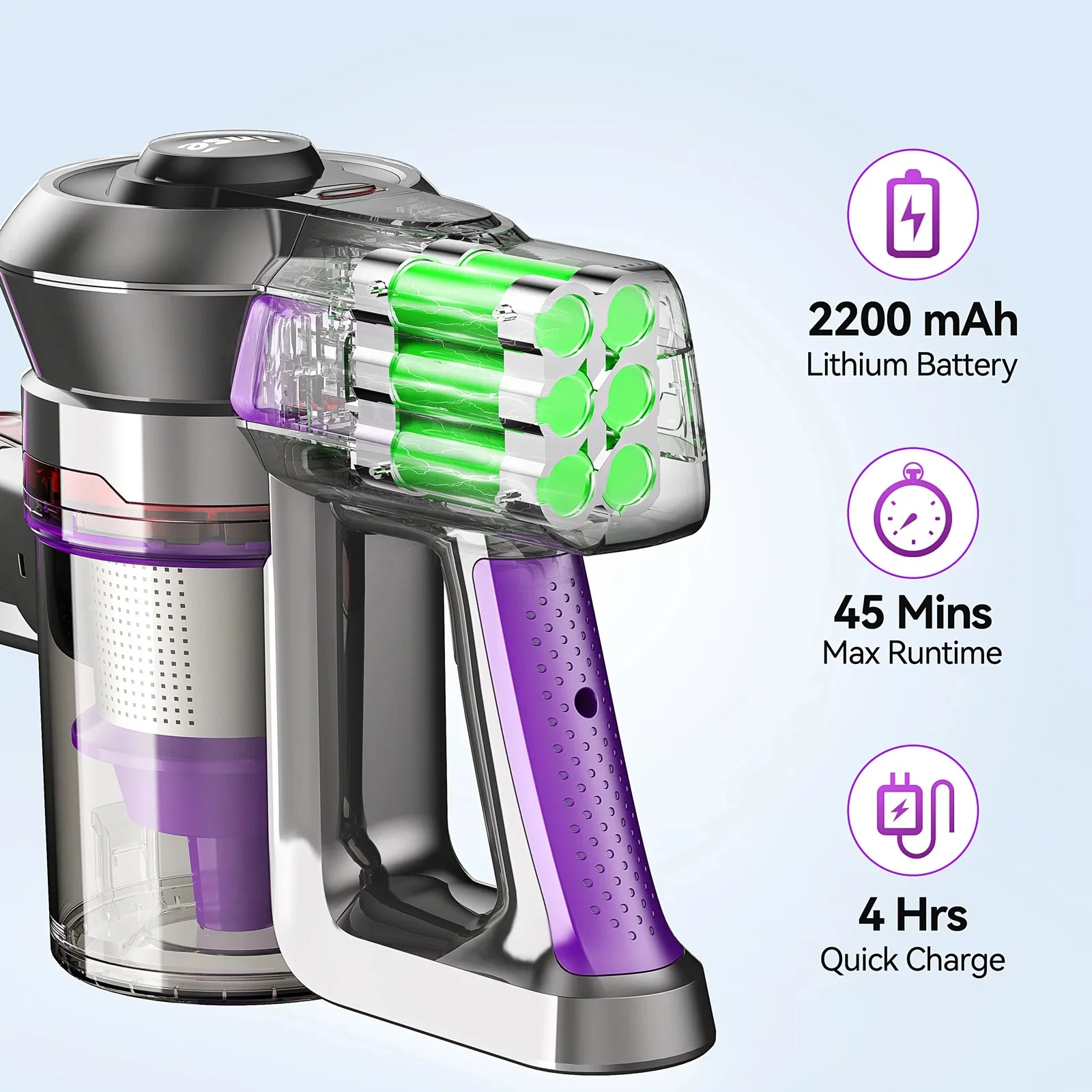 INSE N660 Cordless Vacuum Cleaner 160W Powerful Suction  6-in-1 Stick Handheld Vacuum Up to 45 mins Runtime for Household Clean