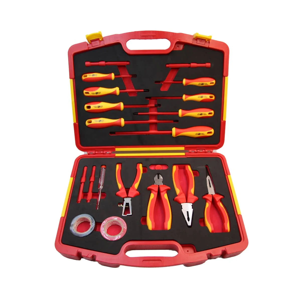 SFREYAS680‑19 19PCS VDE Insulated Electrician Tool Set,Includes Pliers,Sockets,Screwdrivers,Electrical Tape,Voltage Tester