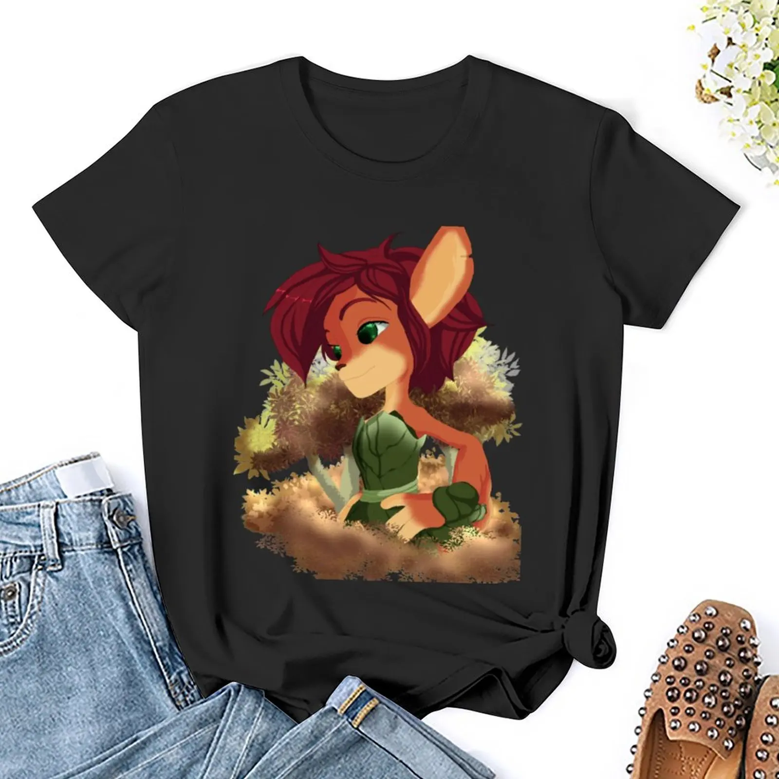 T-shirt graphique Elora le Faun pour femmes, vêtements esthétiques, vêtements pour dames, t-shirts grande taille, médicaments