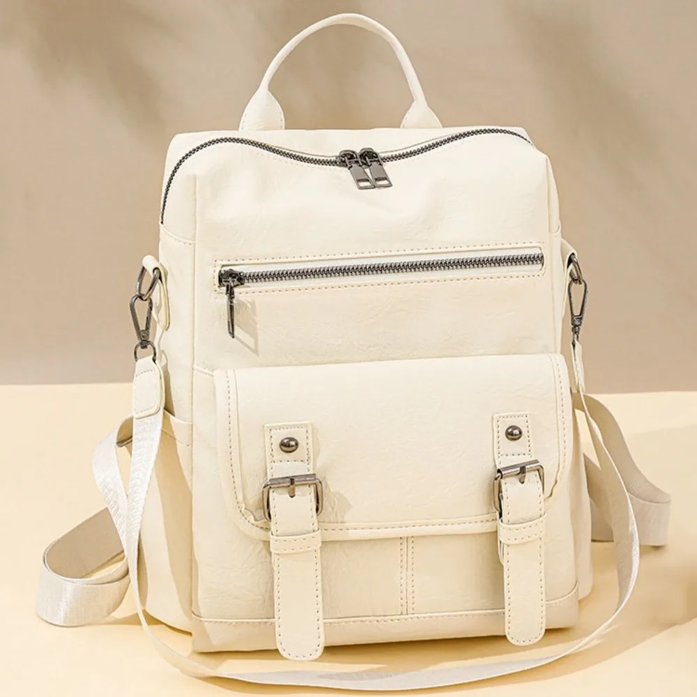 Portable PU Peather Student Backpack Large Capacity Anti Splash Water Student School Bag Soft Crossboby Mommy Shoulder Bag Women