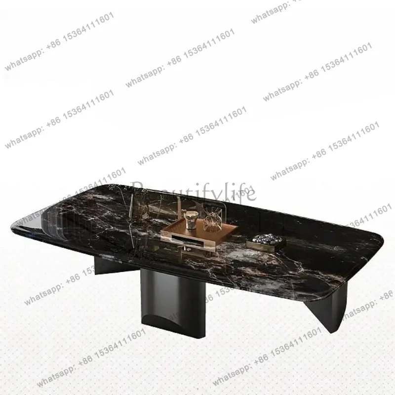 YJ Modern Light Luxury Natural Marble Coffee Table Rectangular High-end Small Apartment Living Room Home