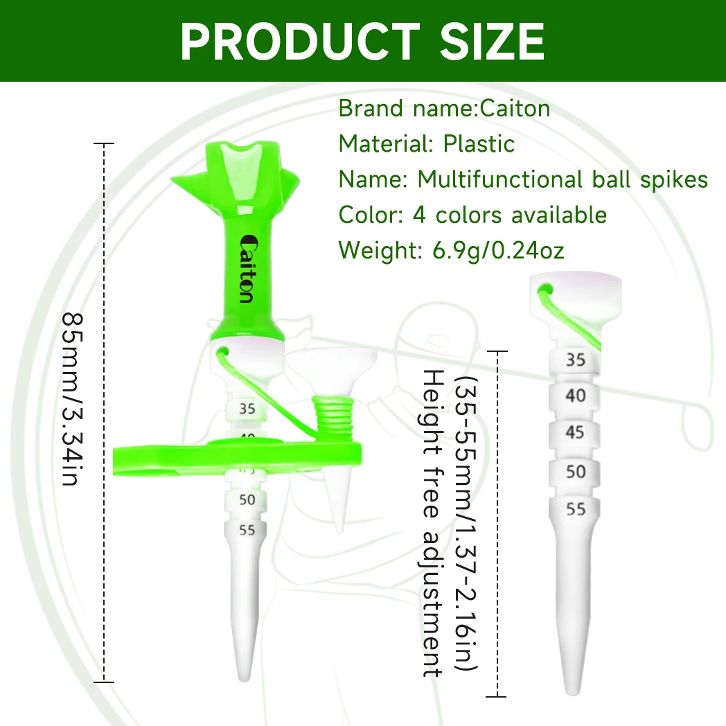 Caiton ゴルフ磁気スケール母子ティー1/4枚｜高さ調節可能、多機能ガイドゴルフティー、4色（オプション）