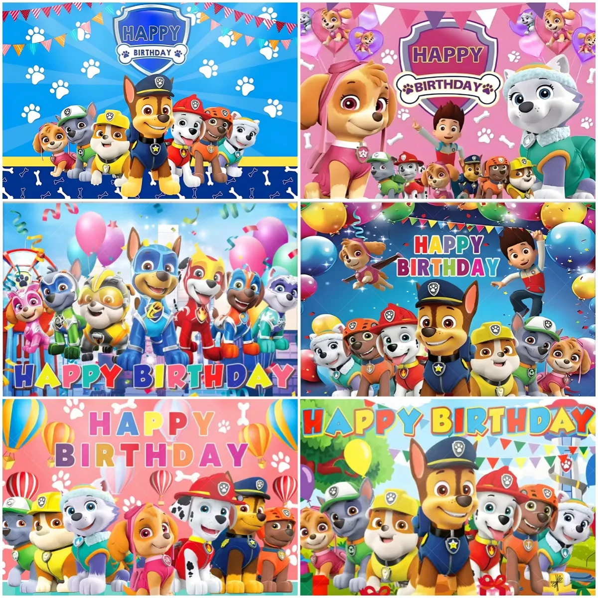 Paw Patrol Hintergrund für Geburtstagsfeier, Dekoration mit Cartoon-Hundeballon, Welpen-Hintergrund für Fotografie, Feier-Requisite, Kindergeschenk
