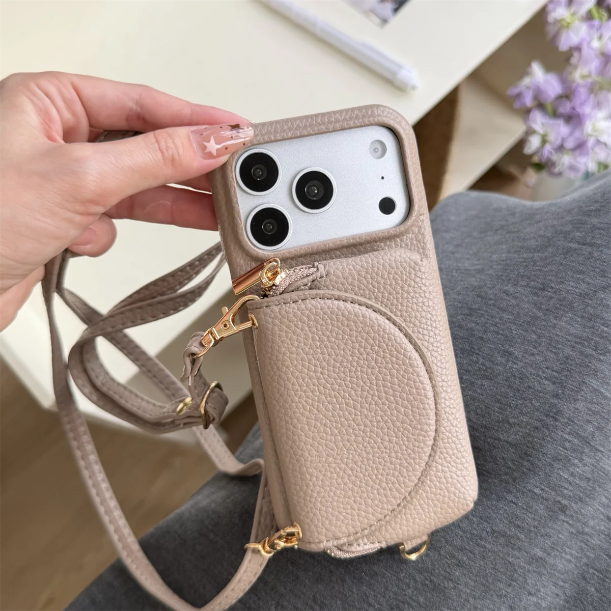 Lanyard Flip-Geldbörsen-Leder-Handyhülle für iPhone 16E Air 17 16 15 Plus 14 13 12 11 Pro Max Umhängetasche Brieftasche mit Kartenfach