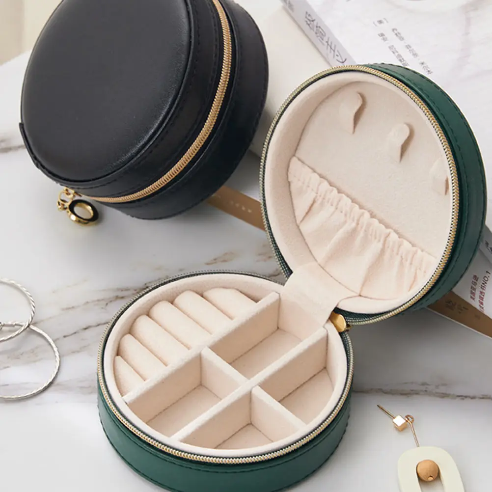 

Jewelry Box Round Shape Storage Case for Girls Holder Organizer Earrings Women Necklace