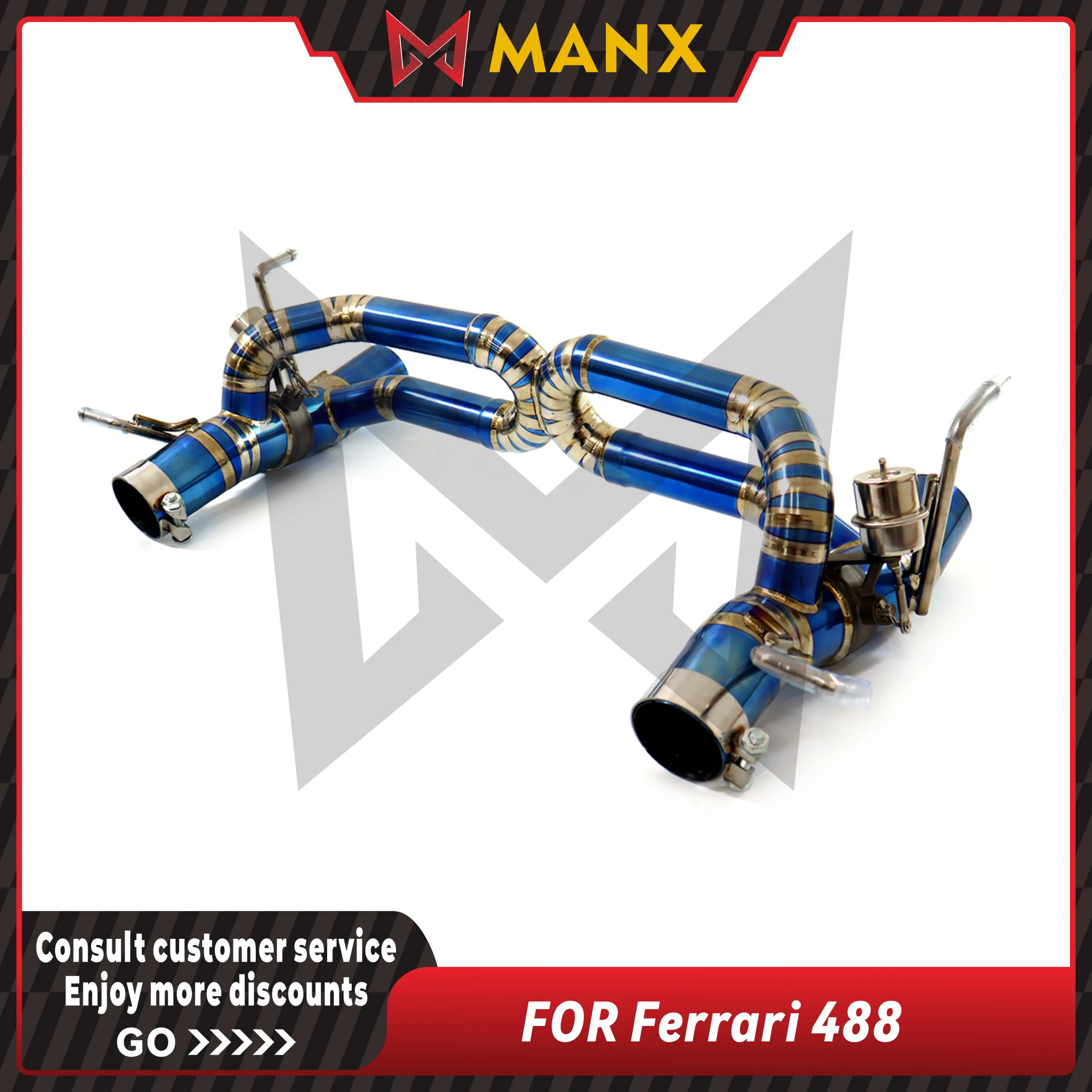 

Suitable for Ferrari 488 GTB 3.9T 2015-2018 Ti alloy bluing Catback Muffler with vacuum valve Performance Exhaust System