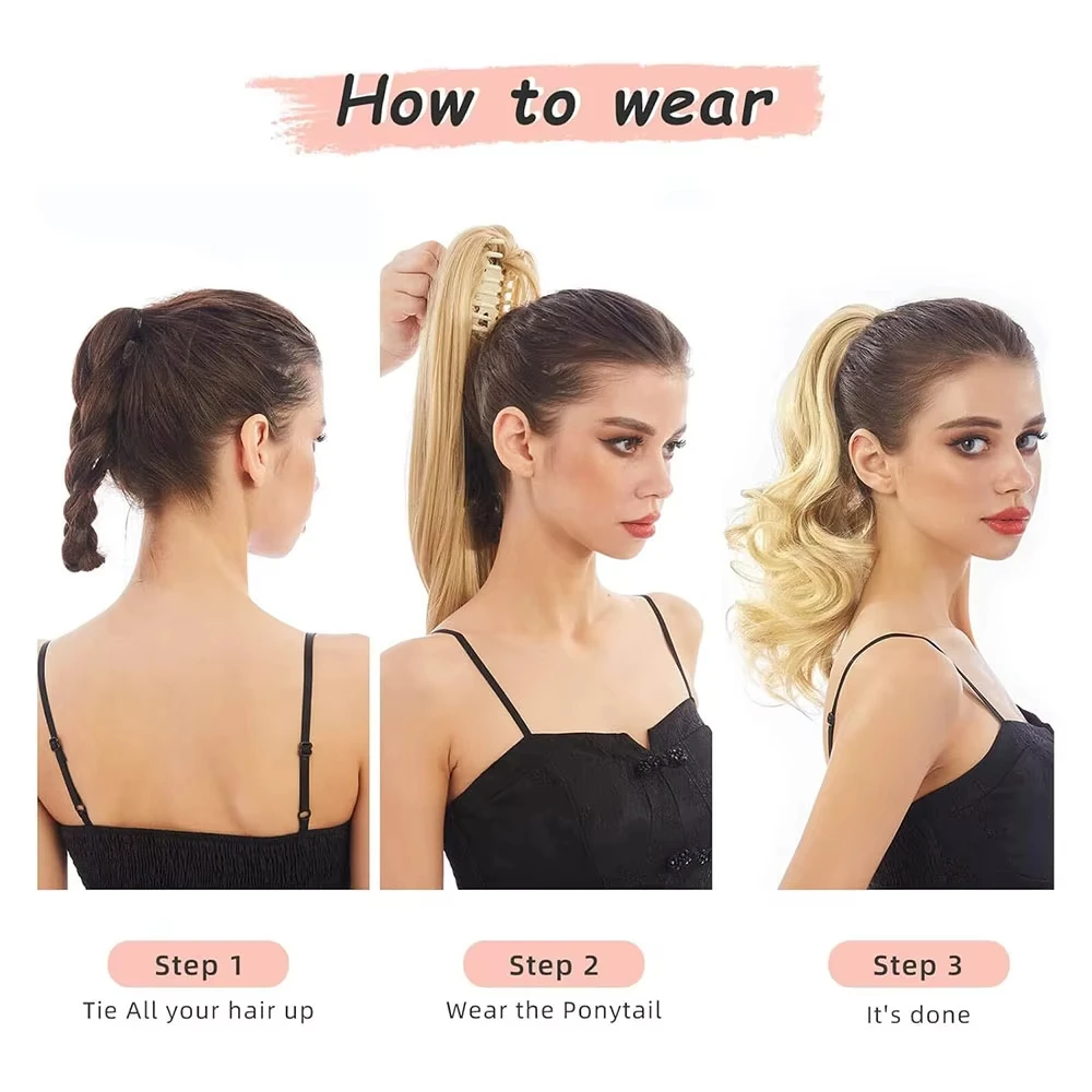 12 Zoll Lockiger Clip-In Pferdeschwanz Haarverlängerung Langes Welliges Synthetisches Haarteil Voluminöser Clip-In Pferdeschwanz für Damen Partykleidung – Detail 4