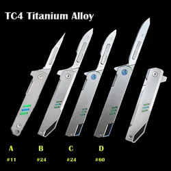 Titanium Alloy Quick Open Scalpel Folding Knife EDC Pocket Knife Replaceable Blades Self-defense Camping Hunting Survival Tool