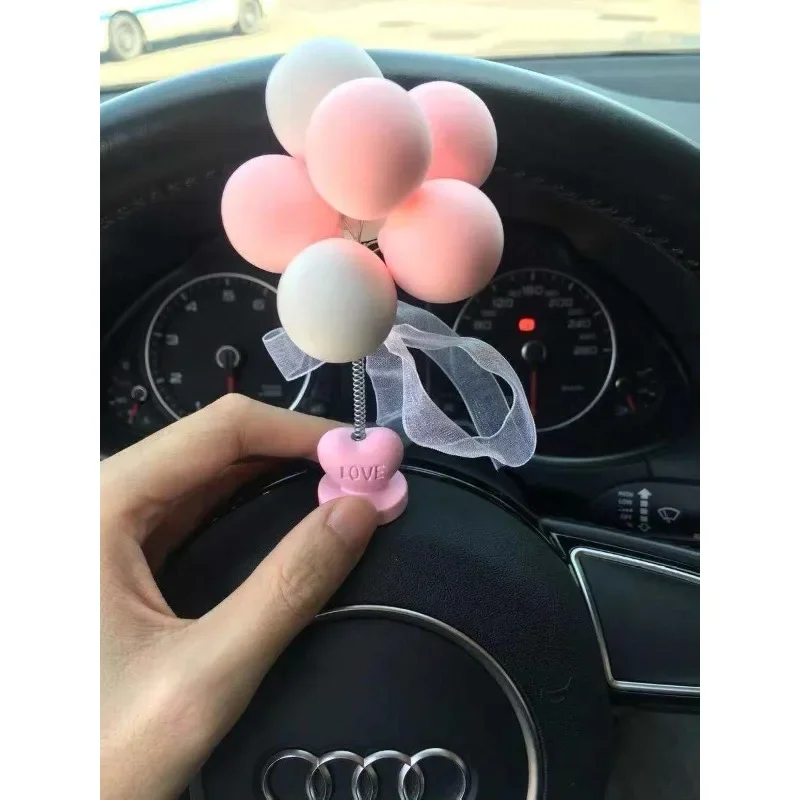 2PC Car Mounted Romantic Spring Confession Balloon Center Console Ornament Lovely Personality Interior Originality Love Festival