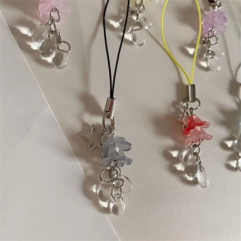 Phone Lanyard Y2k Phone Charm Beaded Keychain Phonestraps Star Jellyfish Pendant Glass Fairy Core Phone Chain Strap