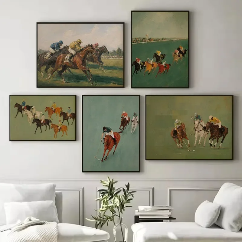 Retro Sports Horse Riding Club Equestrian Horse Match Vintage Racing Poster Canvas Painting Wall Art Pictures Home Decor