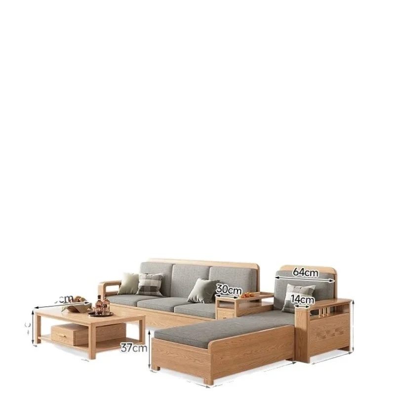 

Nordic style ash wood solid wood sofa modern simple small apartment four seasons storage log color combination