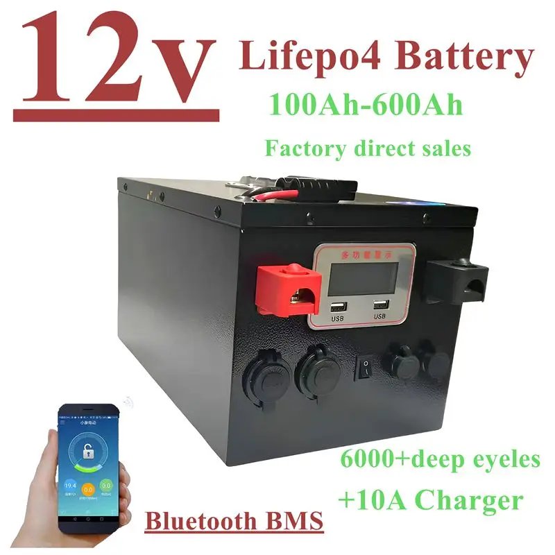 wtBatterie 12V Lithium Rechargeable 100Ah 200Ah 300Ah 400Ah 500Ah 600Ah 800Ah 1000Ah Lifepo4 for Off-Grid UPS RV Boat Outdoor