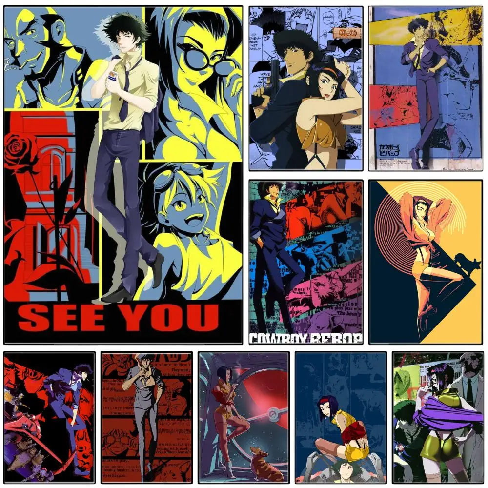 Jazz Sci-Fi Anime C-Cowboy Bebop Poster  Self-adhesive Art Waterproof Paper Sticker Coffee House Bar Room Wall Decor