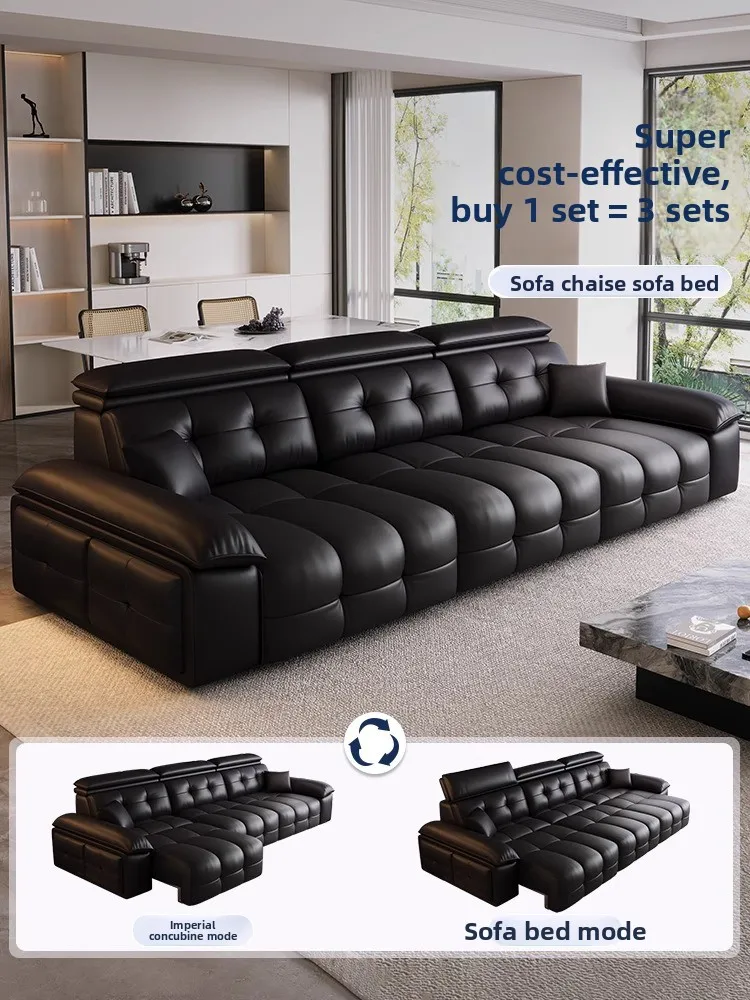 CX electric multi-functional leather sofa Italian minimalist, translatable and retractable sofa bed in the living room