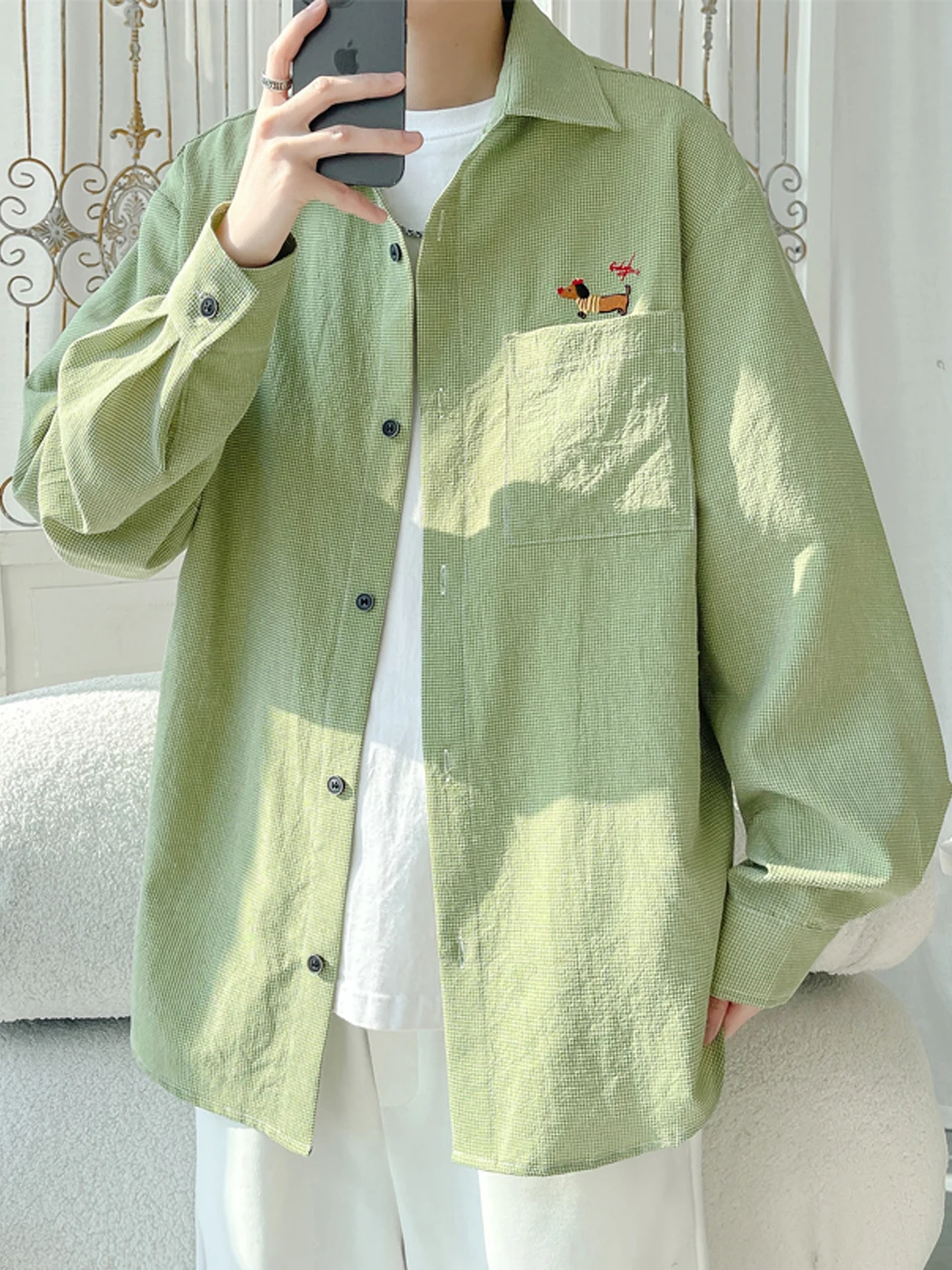 

Long Sve Embroidered Casual irt Мужской летний молодежный солнцезащитный кардиган American Lazy Sle для отдыха с открытым кардиганом Jaet