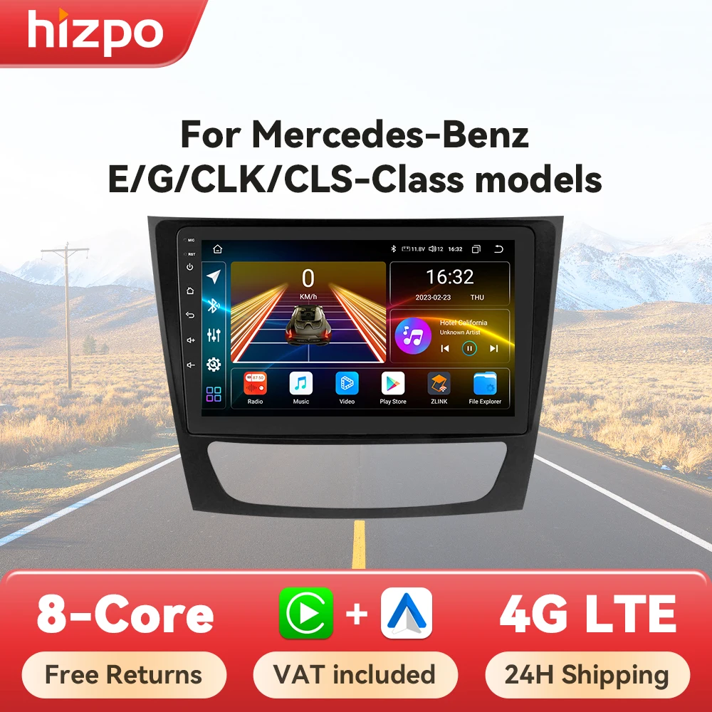 Hizpo 7862 Radio For Mercedes Benz E class W211 E300 E350 E240 4G Car Multimedia GPS 2din Autoradio CarPlay Android Auto WIFI BT