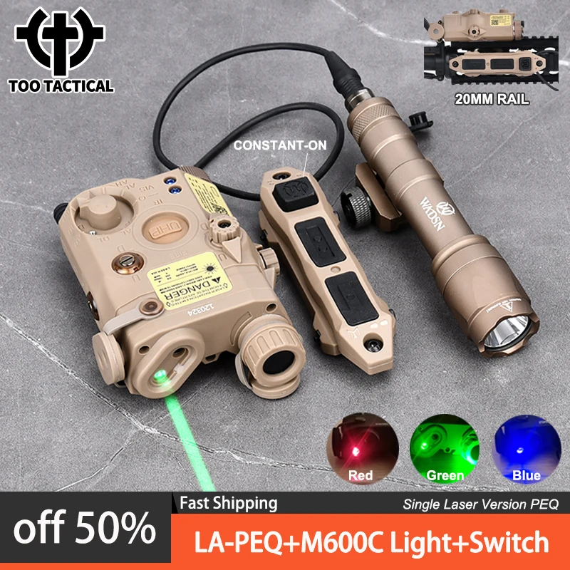 WADSN Tactical PEQ15 Red Green Blue Dot Single Laser Indicator Airsoft Surefir M600C 600Lumens Flashlight Dual Switch 20MM Rail