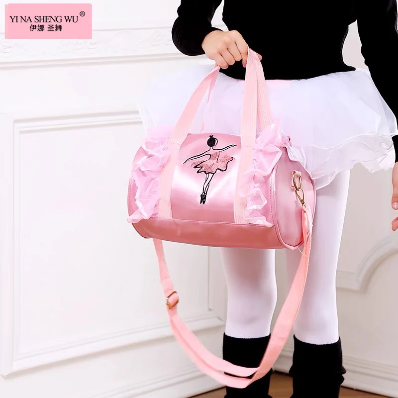 Ballet Dance Bags for Girls, linda mochila de bordado infantil, saco de embalagem de balde, roupas sapatos vestido bolsa