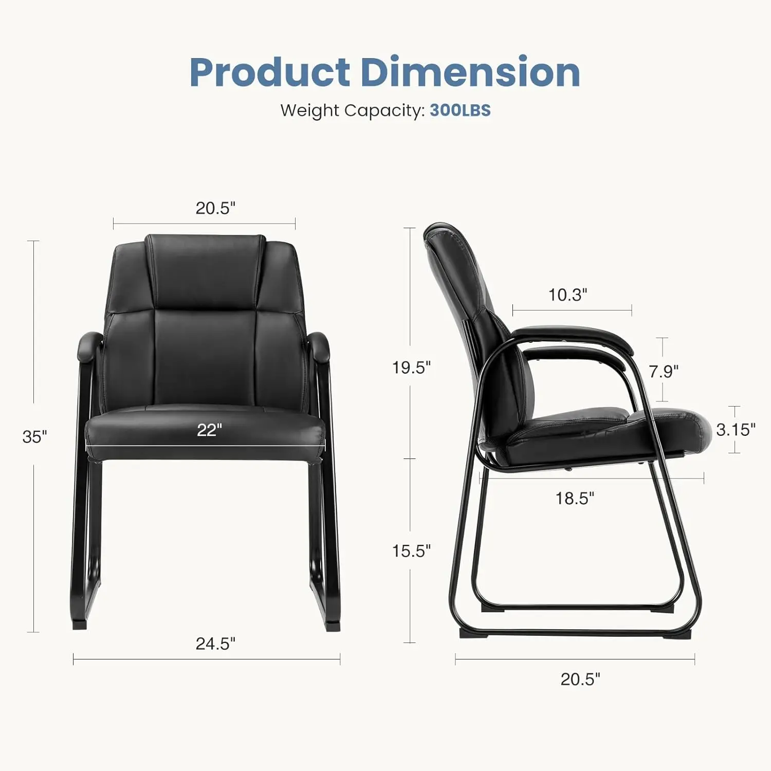 Dumos Office Desk Guest Chair Set Of 2, Leather Waiting Room Chairs With Padded Arms For Elderly Home Reception Area Conference