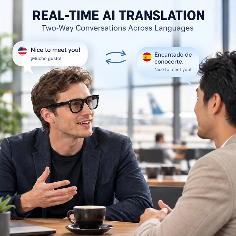AI Smart Glasses Electrochromic 4 Color Dimming Sunglasses for Men Bluetooth Wireless Music Call Real Time Translator Eyeglasses