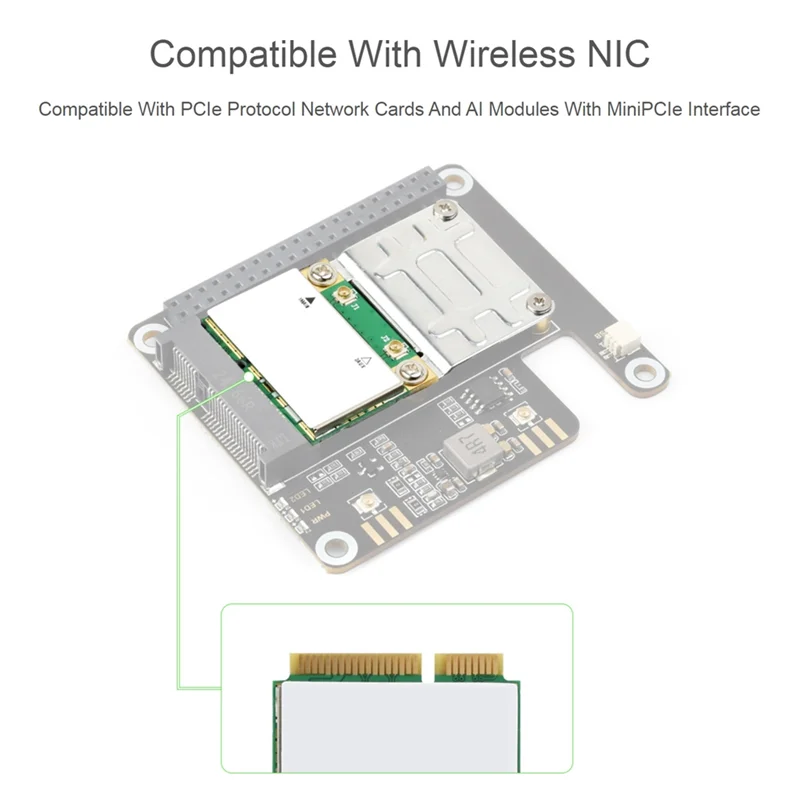 Adapter PCIE na Minipcie HAT+ kompatybilny z kartą sieciową bezprzewodową, USB Bluetooth i modułem AI dla Raspberry Pi 5-ABIU