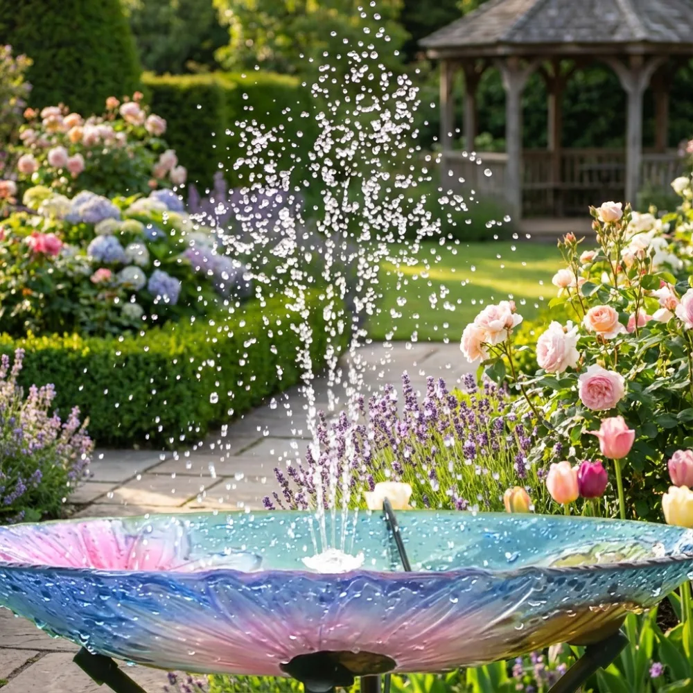 Solar Fountain Pump,DIY Water Fountain Kit,with Multiple Nozzles 9.8ft Cord&3 Bracket Stable Floating,DIY Garden Pond Bird Bath view 5