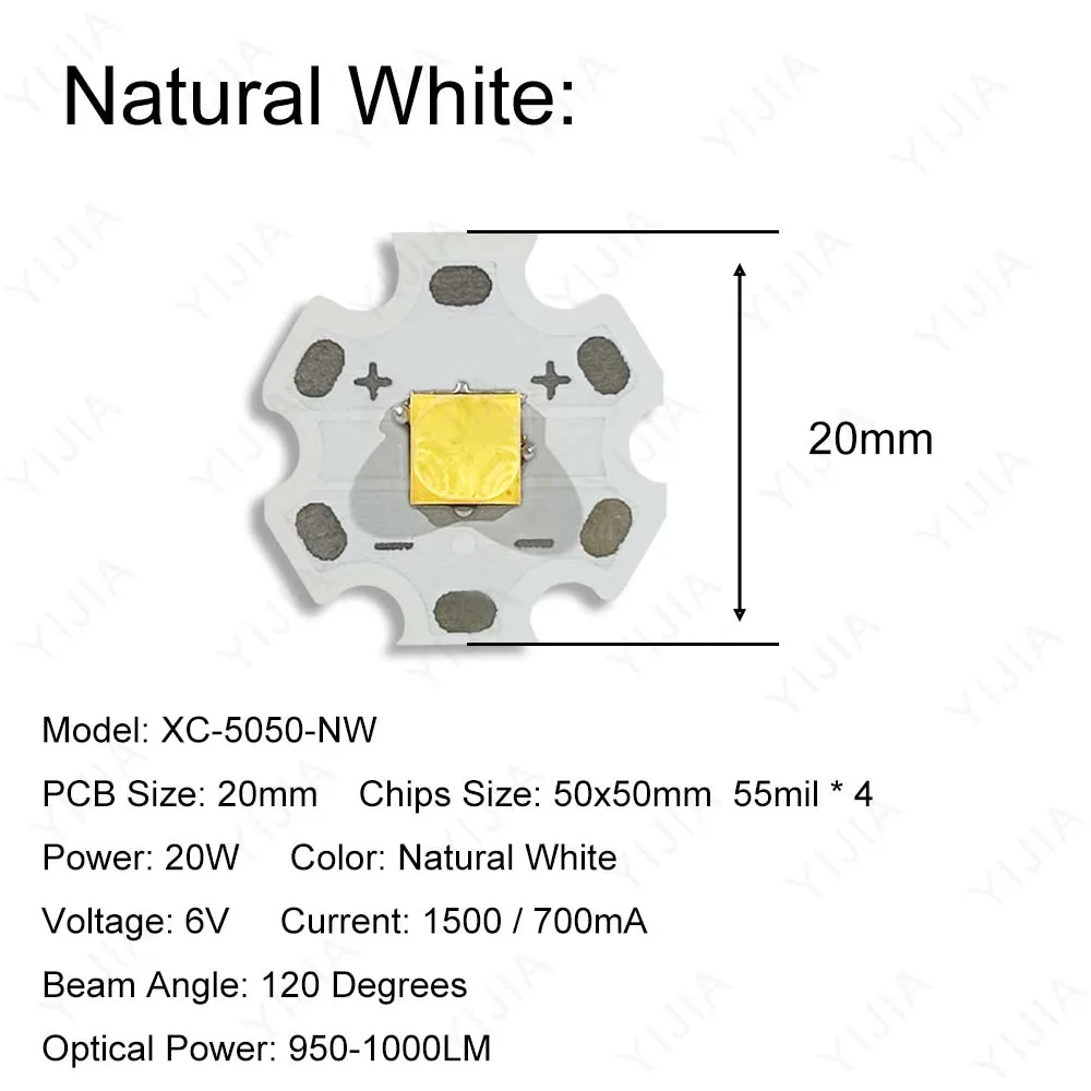 DC6V LED XHP Chips 20W Warm Natural White Golden SMD 5050 With 20mm PCB Light Beads Plate For Car Lights Flashlight Miner\'s Lamp