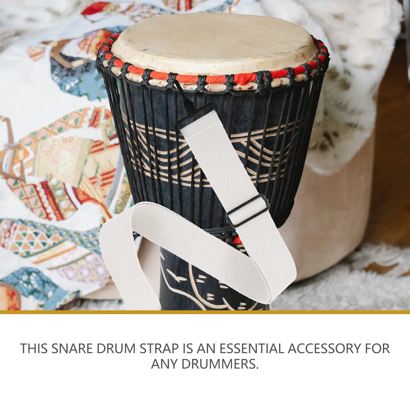 

Snare Drum Strap Adjustable Marching Sling Belt Shoulder Replacement Strong Hooks Durability Comfort Fit Practice Performance