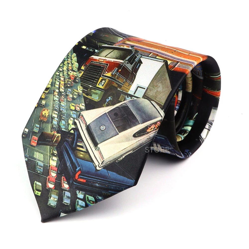 Męskie krawaty vintage imitujące jedwab, 8,5 cm, z grafiką graffiti i motywami kwiatowymi, krawat dla mężczyzn na ślub, do pracy, miękki krawat z nadrukiem, prezent ślubny.