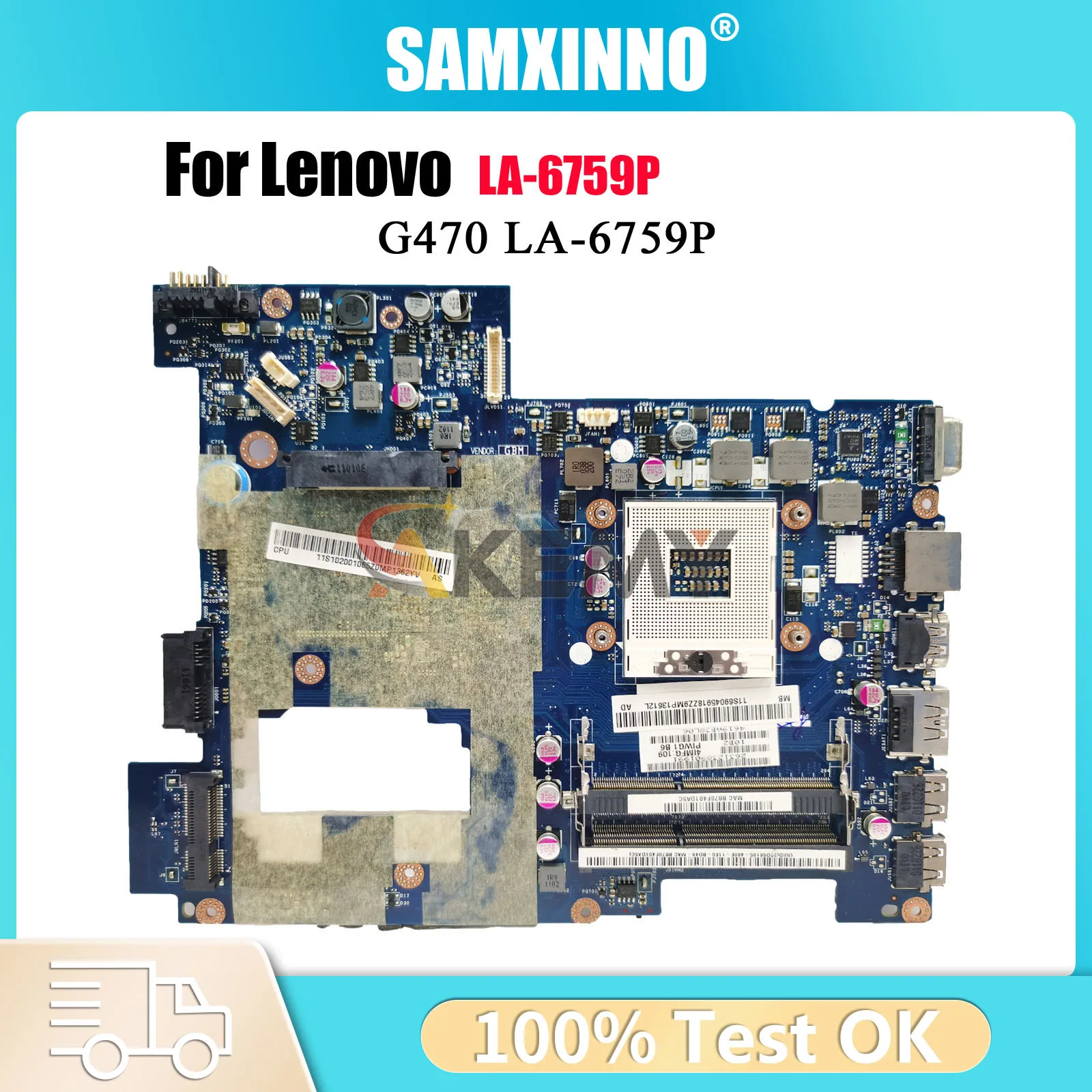 

For Lenovo G470 Laptop Motherboard LA-6759P with HM65 DDR3 GMA HD 3000 100% Fully Tested