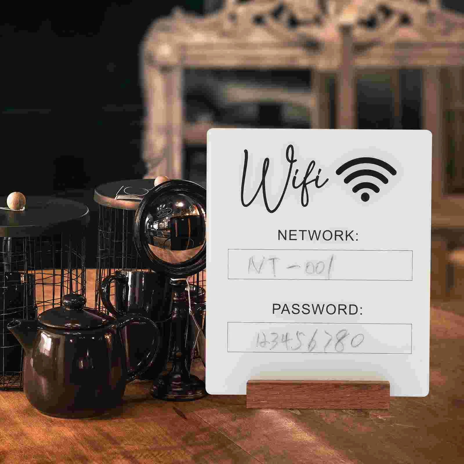 Wifi Password Sign Stand for Guests Wireless Reminder Table Acrylic Hotel Network