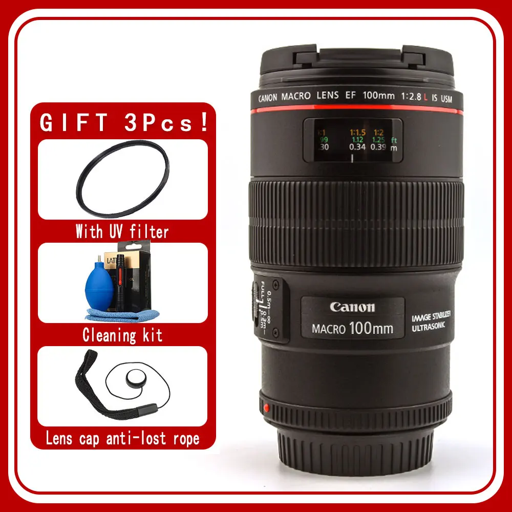 Canon EF 100mm f/2.8L IS USM Lens For Canon DSLR EOS 5D Mark IV III 5DS 5DSR 6D 5D 7D Mark II 90D 80D 70D 60D