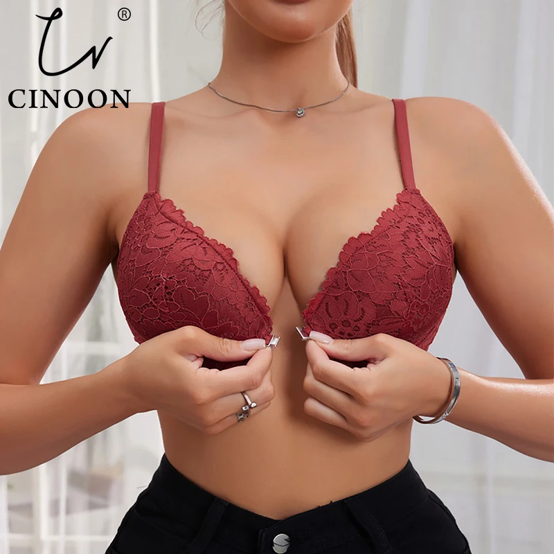 حمالة صدر نسائية من CINOON حمالة صدر رافعة للصدر بإغلاق أمامي عميق على شكل حرف V ملابس داخلية فرنسية ناعمة وحساسة مريحة ومغرية #1