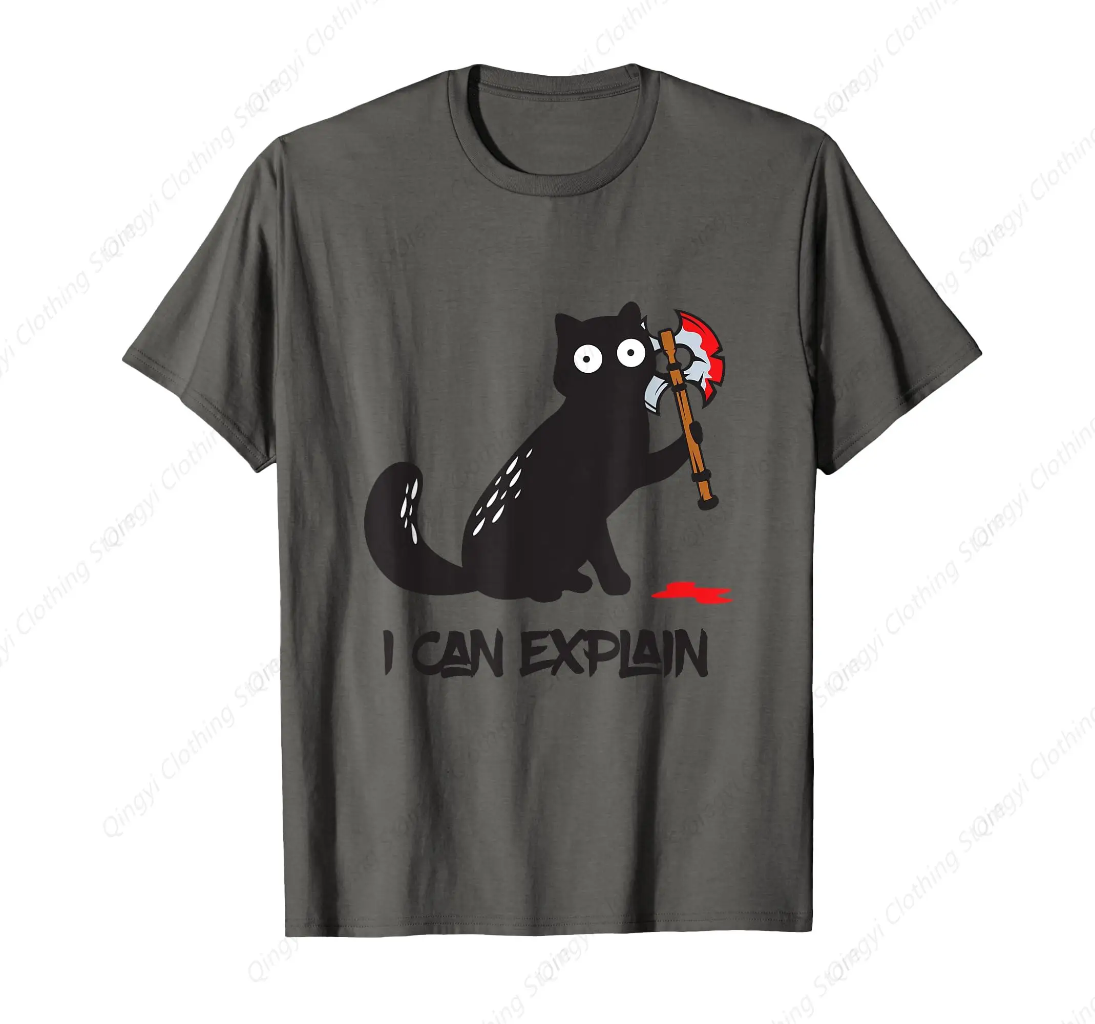 Funny killer cat with axe in the hand innocence in person T-Shirt