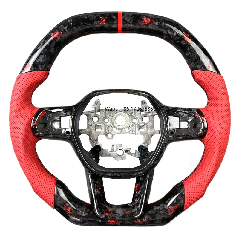 

For CRV Hr-V 11 Generation & Civic Custom Blue Forged Carbon Fiber Steering Wheel Perforated Leather Car Accessory
