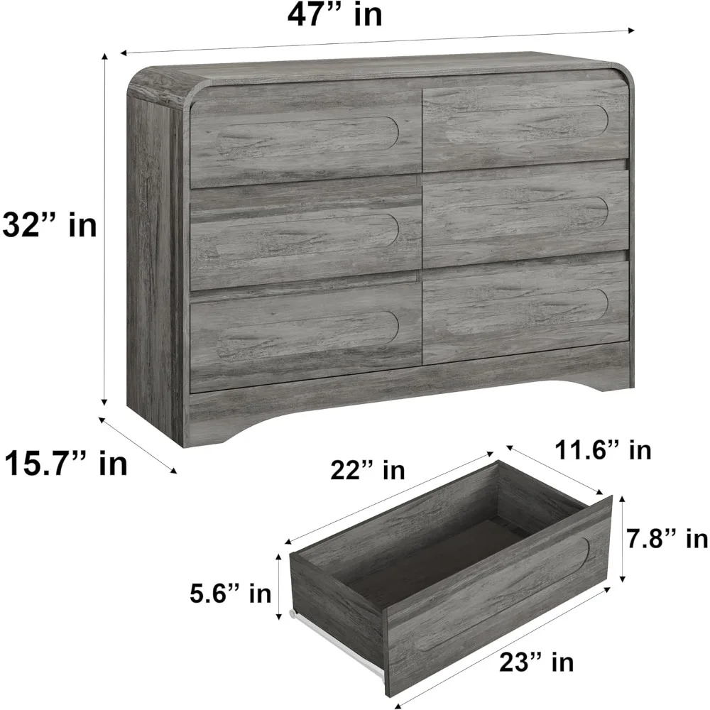 Dresser for Bedroom, 6 Drawer Dresser, 47