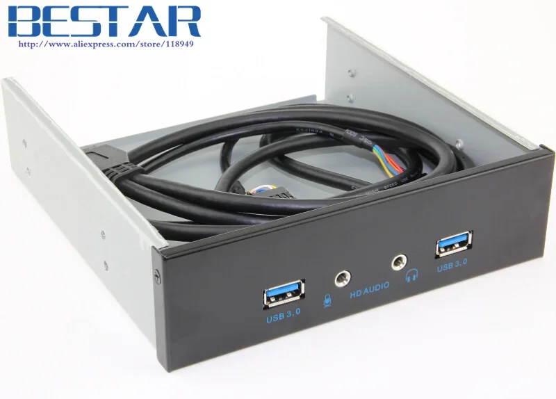 

2 Ports USB 3.0 + 2 Port Audio Desktop Computer Front Panel Drive Bit Expansion Rack USB3.0 CD-ROM Bracket Mount HUB Bay
