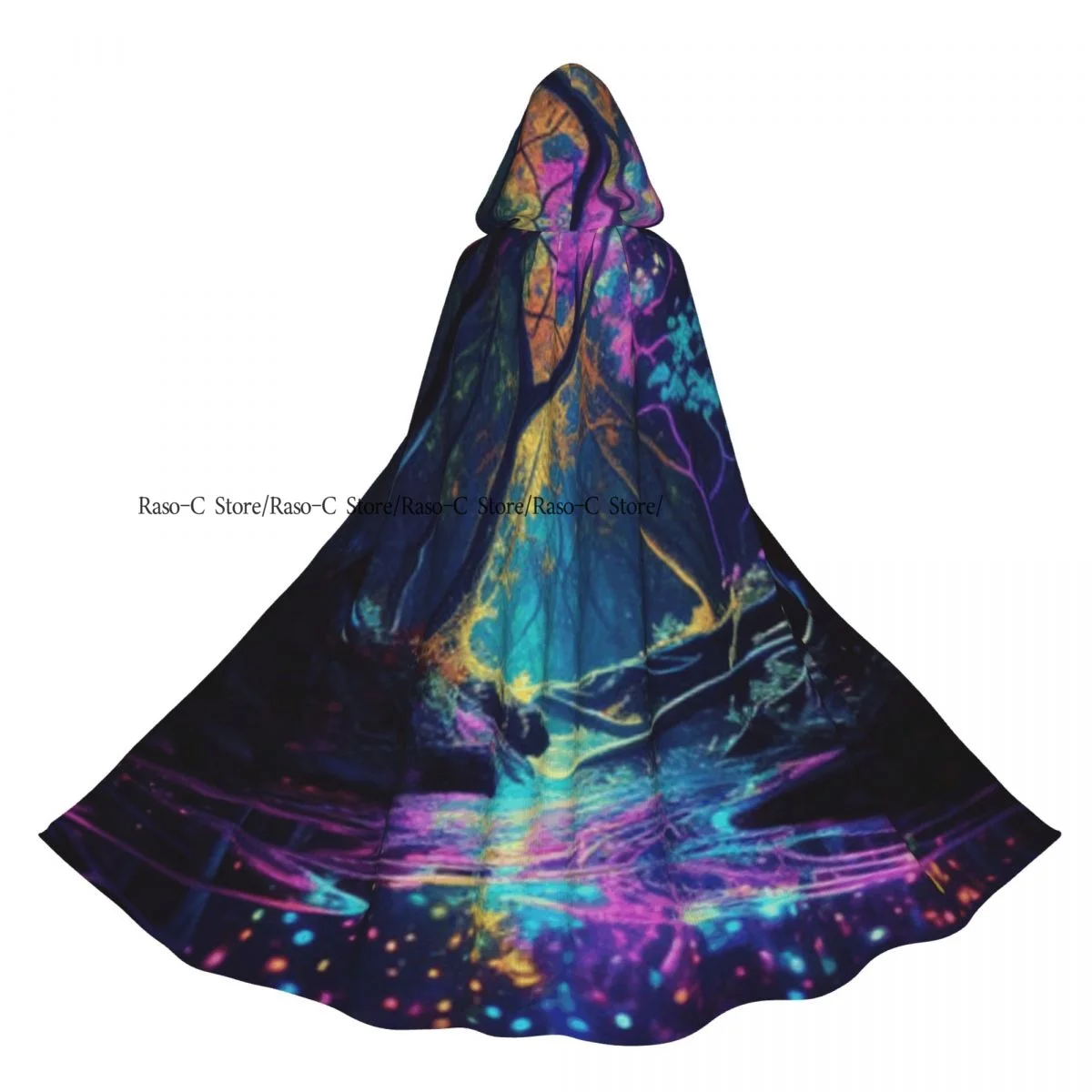 

Adult Cloak Cape Hooded Fantasy Forest Colorful Medieval Costume Witch Wicca Vampire Elf Purim Carnival Party