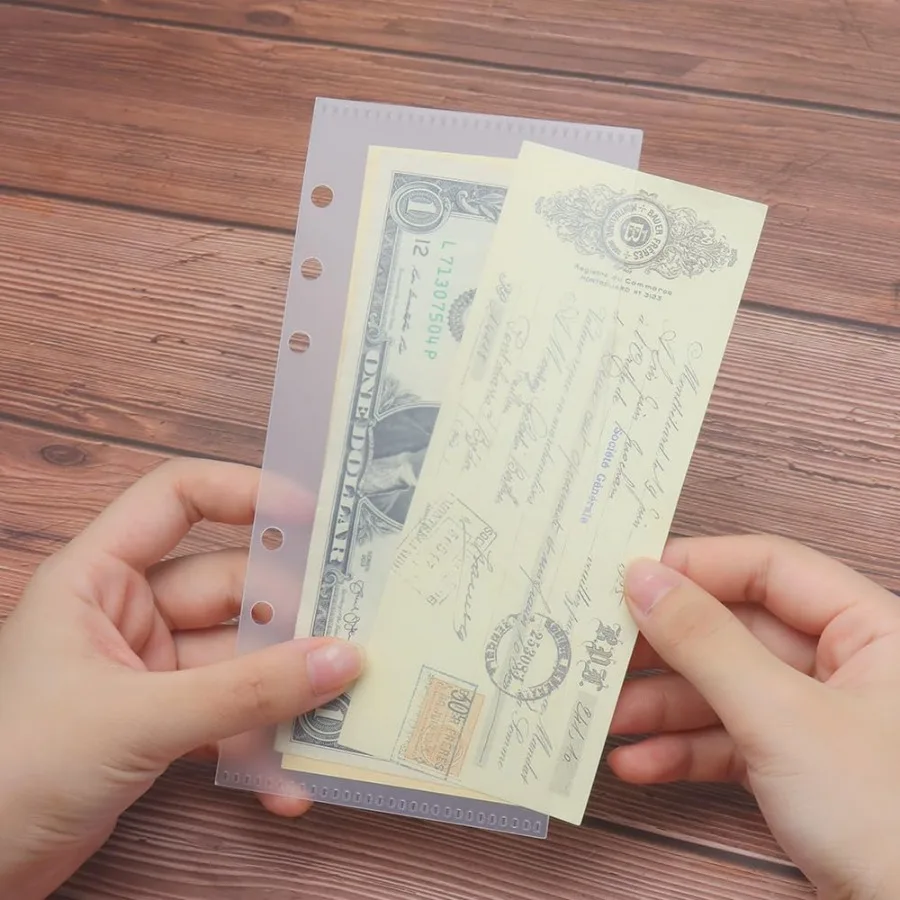 2 Set A6 Cash Envelopes Frosted Translucent PP Binder Pockets Zipperless No Tab 6 Hole Loose Leaf Bags 12 Sheets Money Envelope