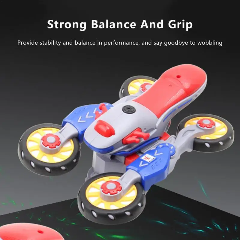 Stunt Motorcycle Toy 360 Degree Rotating Stunt Electric Motorcycle Transform With Music 4 Wheels Motorcycle Toys For Boys Kids