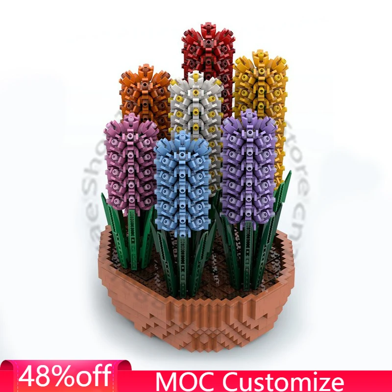 4290 PCS Cupid Arrow Colorful Hyacinths in a Terracotta Bowl MOC Customize Modular Building Block Simple DIY Holiday Toy Gifts