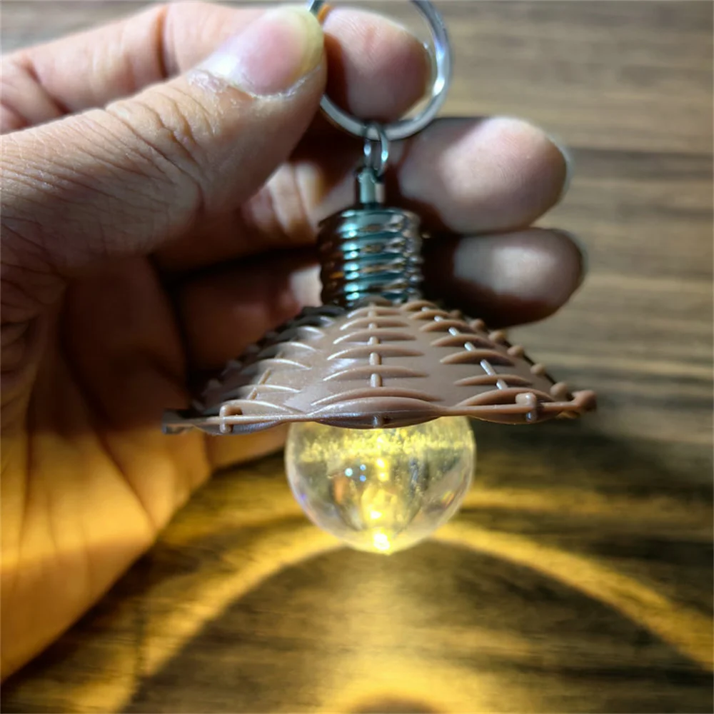 Creative Mini Led Colorful Light Bulb Shaped Keychains Luminous Bulb Pendant Outdoor Anti-lost Flashing Keyring Party Jewelry