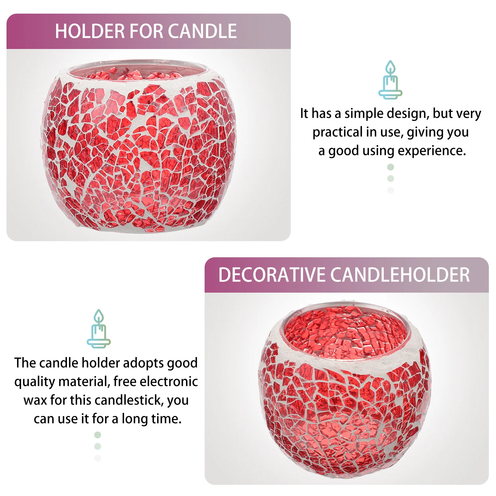 

European Mosaic Glass Candleholder Practical Home Decor Table Adorn Romantic Stand Candleholder